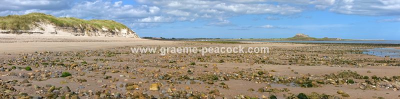 Panoramic view of Ross Back Sands near Bamburgh, Northumberland