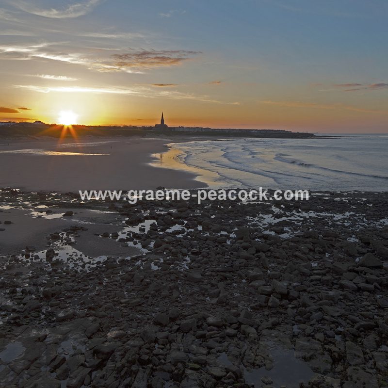 Sunset over Longsands beach, Tynemouth, Tyne and Wear