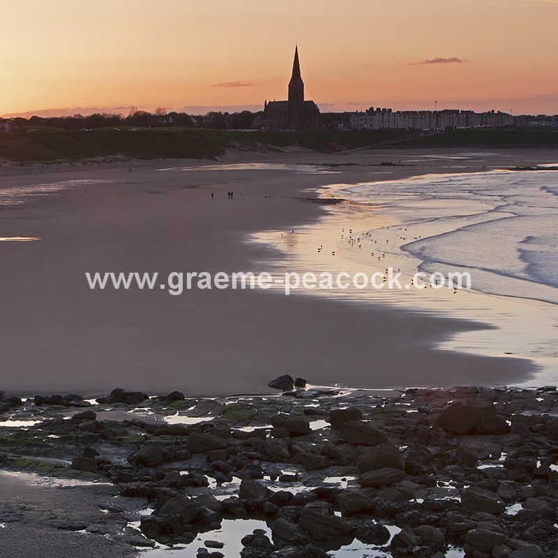 Sunset over Longsands beach, Tynemouth, Tyne and Wear