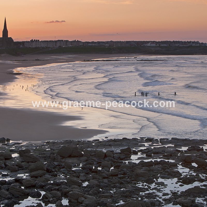 Sunset over Longsands beach, Tynemouth, Tyne and Wear