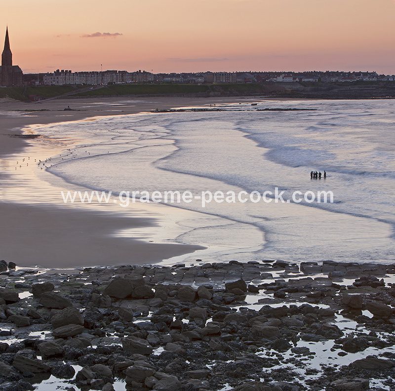 Sunset over Longsands beach, Tynemouth, Tyne and Wear