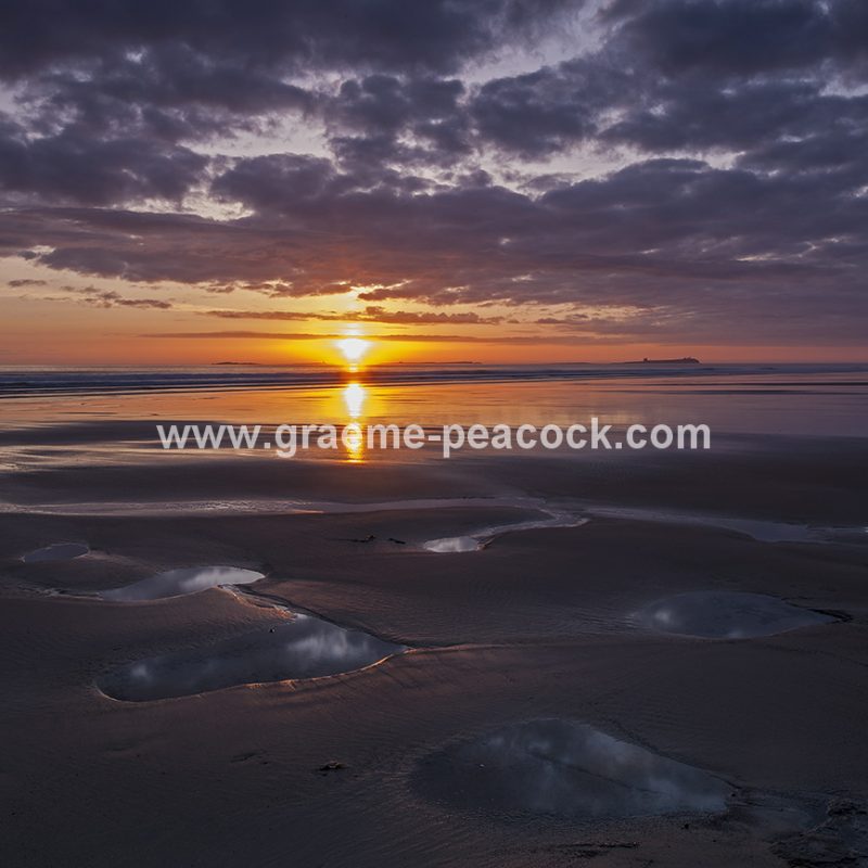 Sunrise over the Farne Islands near Bamburgh, Northumberland