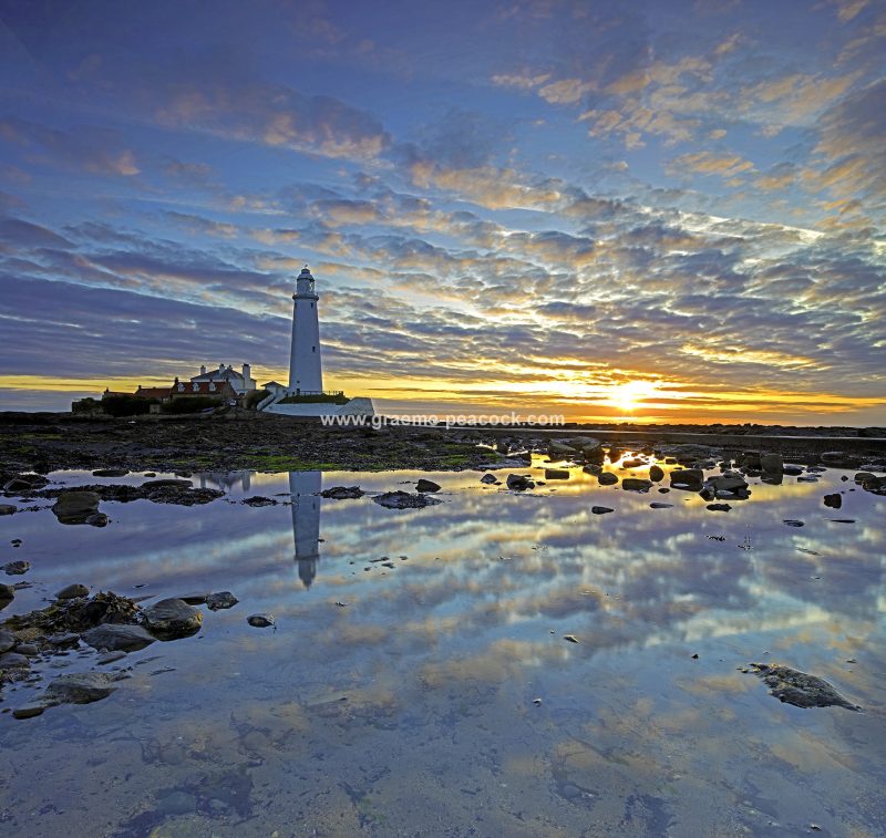 Sunrise above St Mary's Lighthouse, Whitley Bay, Tyne & Wear