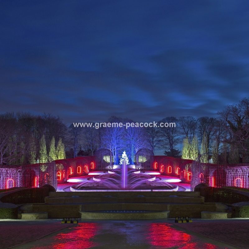 The Alnwick Garden at night, Alnwick, Northumberland