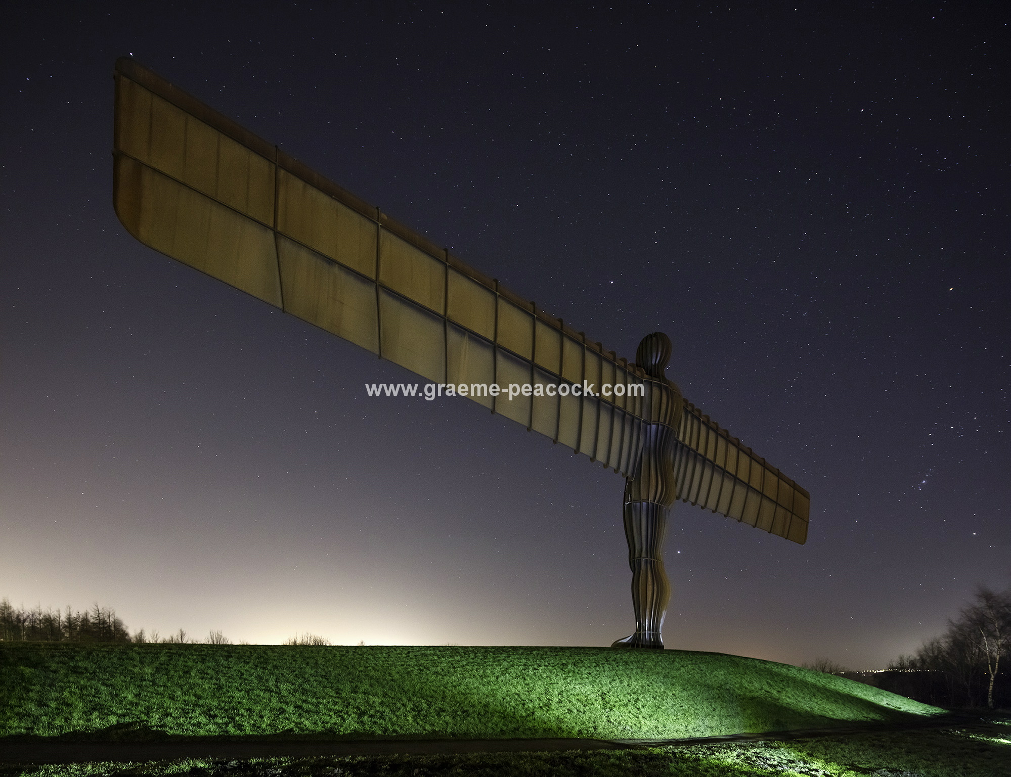 The Angel of the North at night, Gateshead, Tyne & Wear