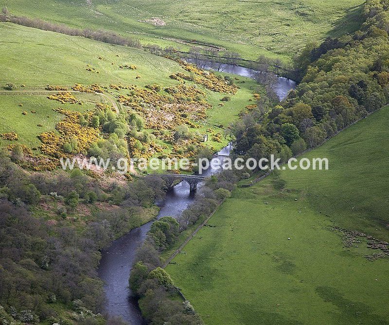 Aerial View of Redes Bridge, Northumberland National Park