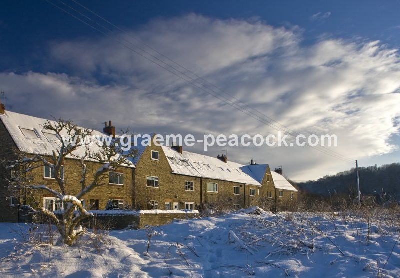 Cottages in winter near Newburn,  Tyne and Wear