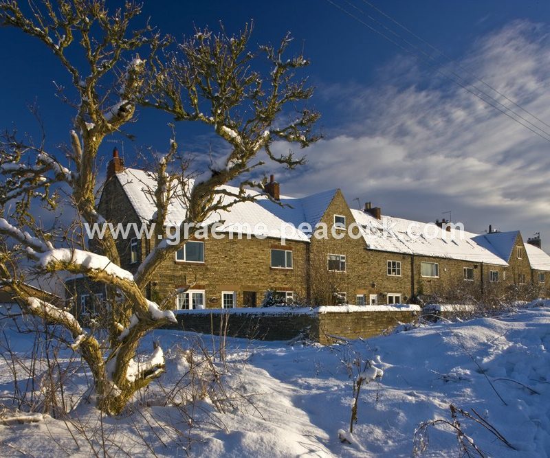 Cottages in winter near Newburn,  Tyne and Wear