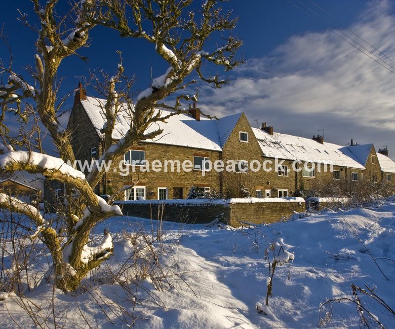 Cottages in winter near Newburn,  Tyne and Wear