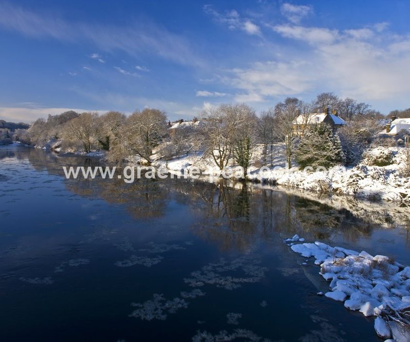 Wylam village and River Tyne in winter,  Northumberland