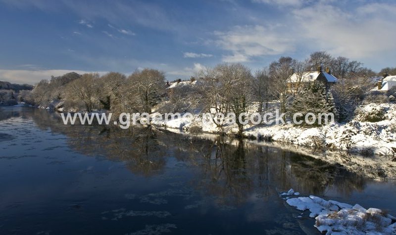 Wylam village and River Tyne in winter,  Northumberland