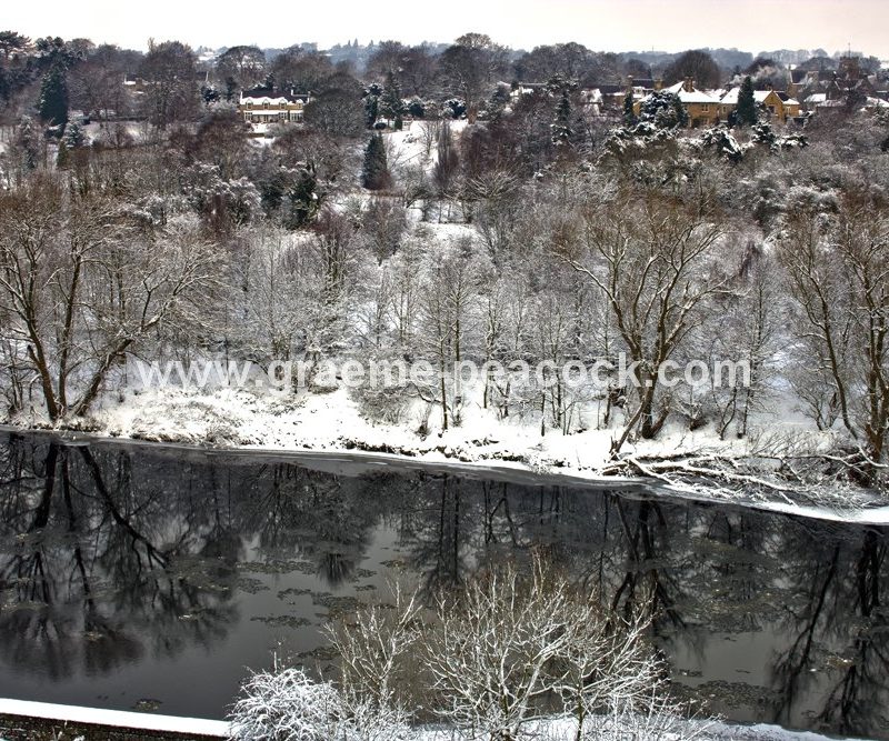 Wylam village and River Tyne in winter,  Northumberland