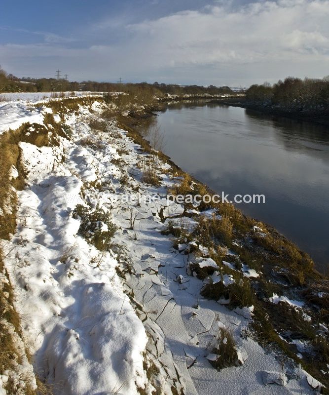 River Tyne in winter near Wylam,  Northumberland