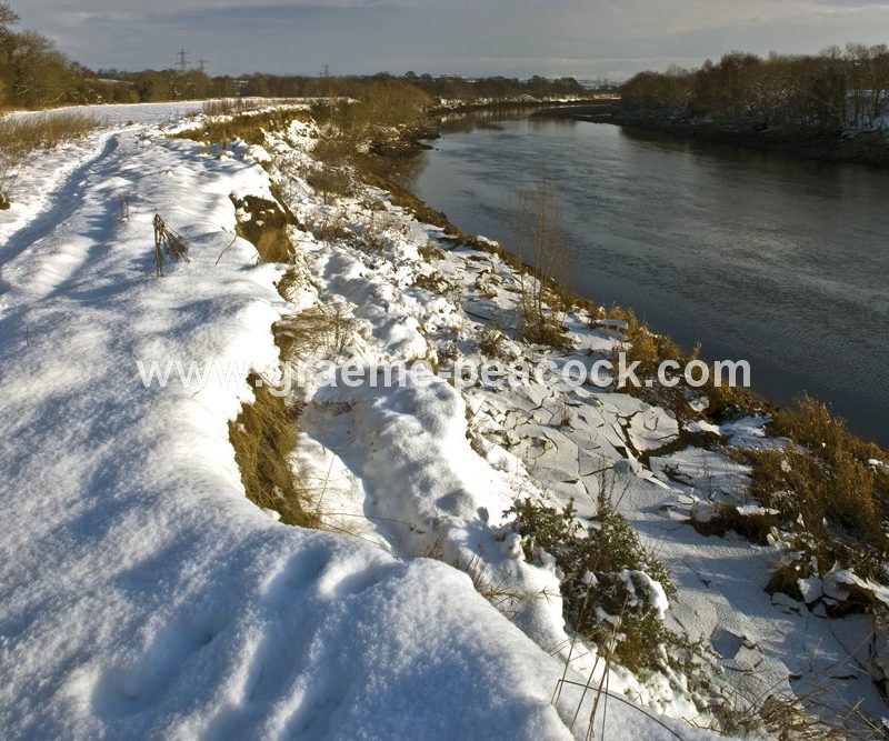 River Tyne in winter near Wylam,  Northumberland