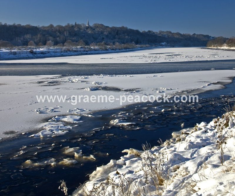 River Tyne in winter near Wylam,  Northumberland