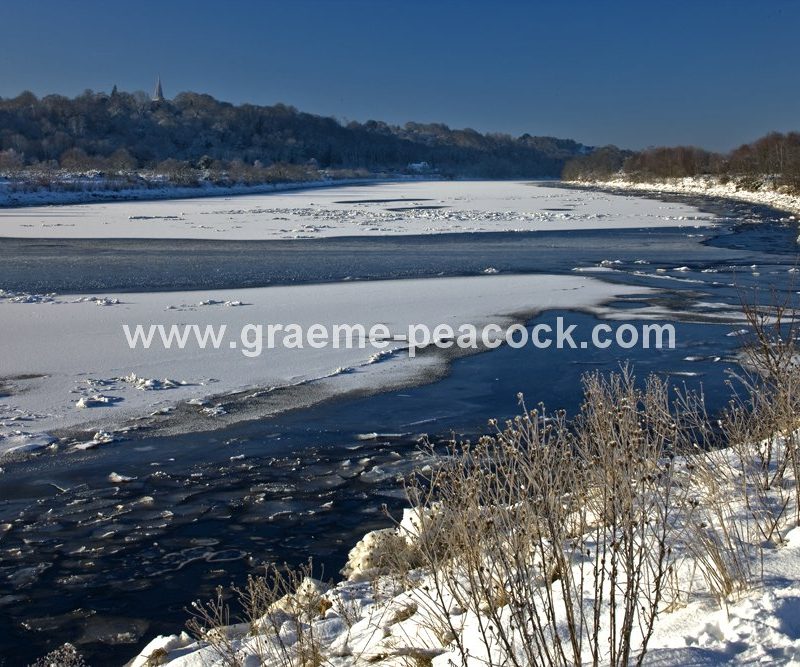 River Tyne in winter near Wylam,  Northumberland
