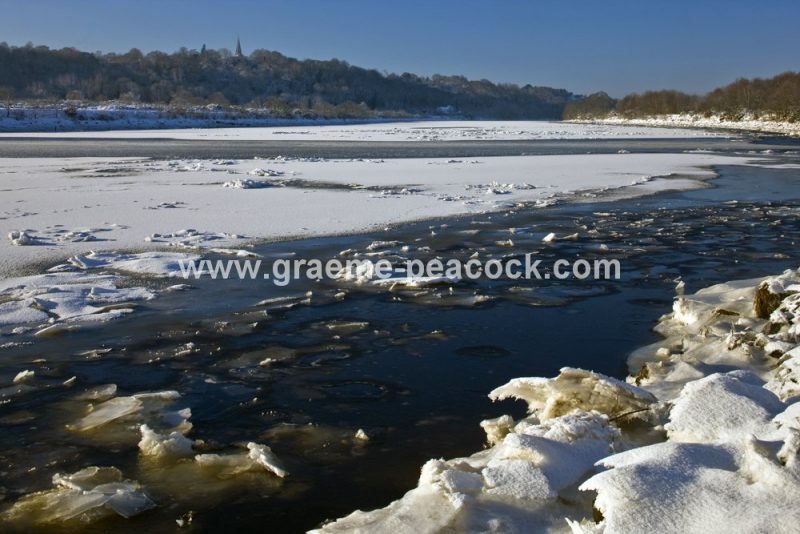 River Tyne in winter near Wylam,  Northumberland