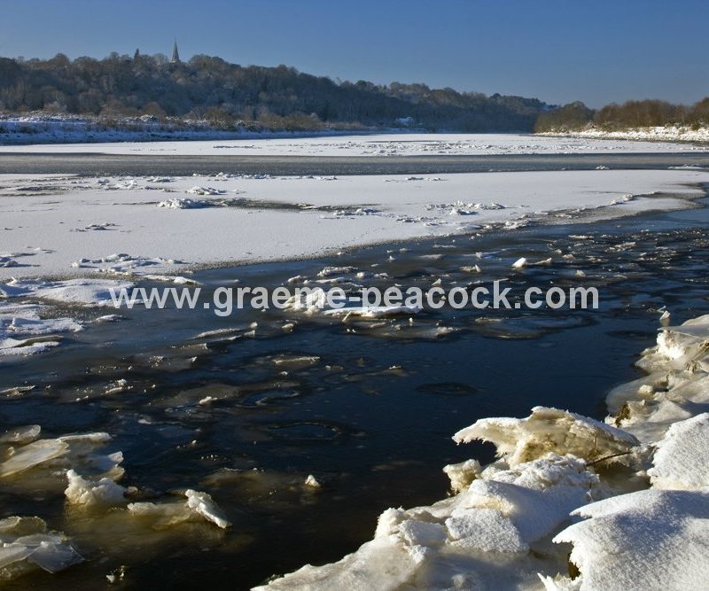River Tyne in winter near Wylam,  Northumberland