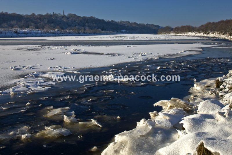River Tyne in winter near Wylam,  Northumberland