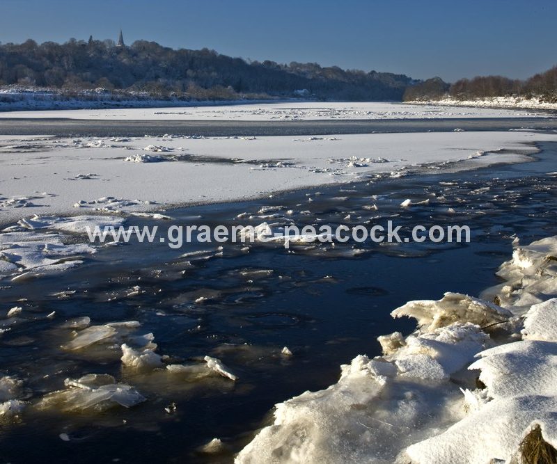 River Tyne in winter near Wylam,  Northumberland