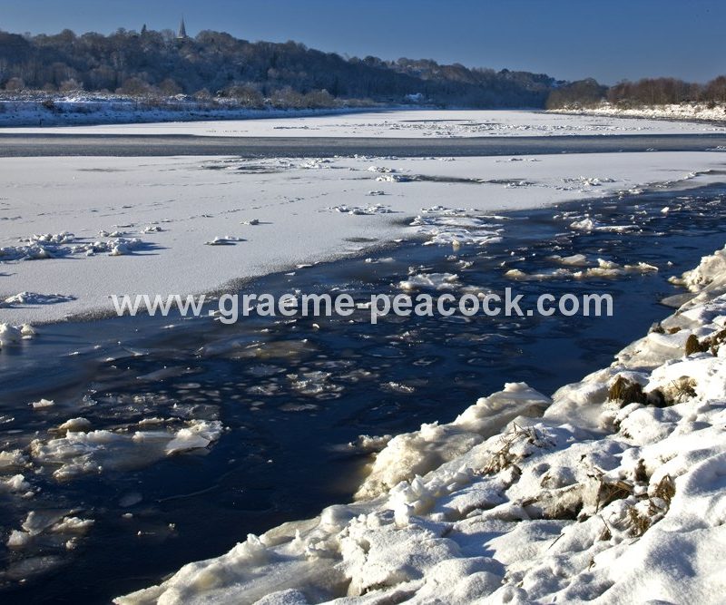 River Tyne in winter near Wylam,  Northumberland