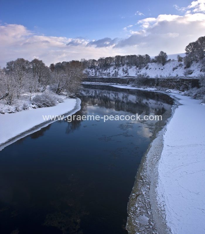 River Tyne in winter near Wylam,  Northumberland