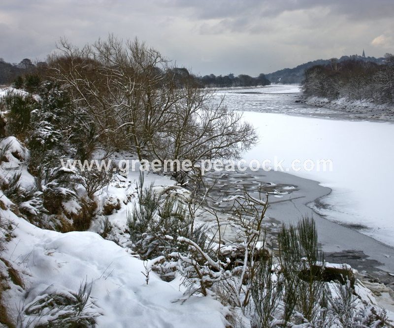 River Tyne in winter near Wylam,  Northumberland