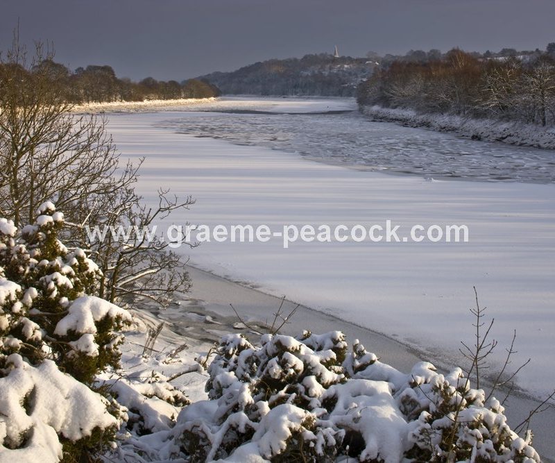 River Tyne in winter near Wylam,  Northumberland