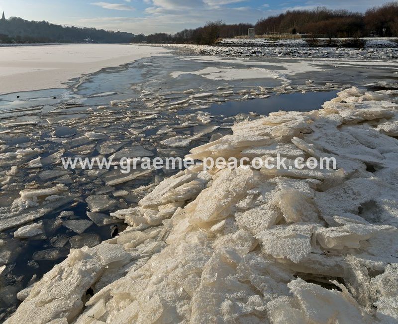 Frozen River Tyne near Wylam, Northumberland
