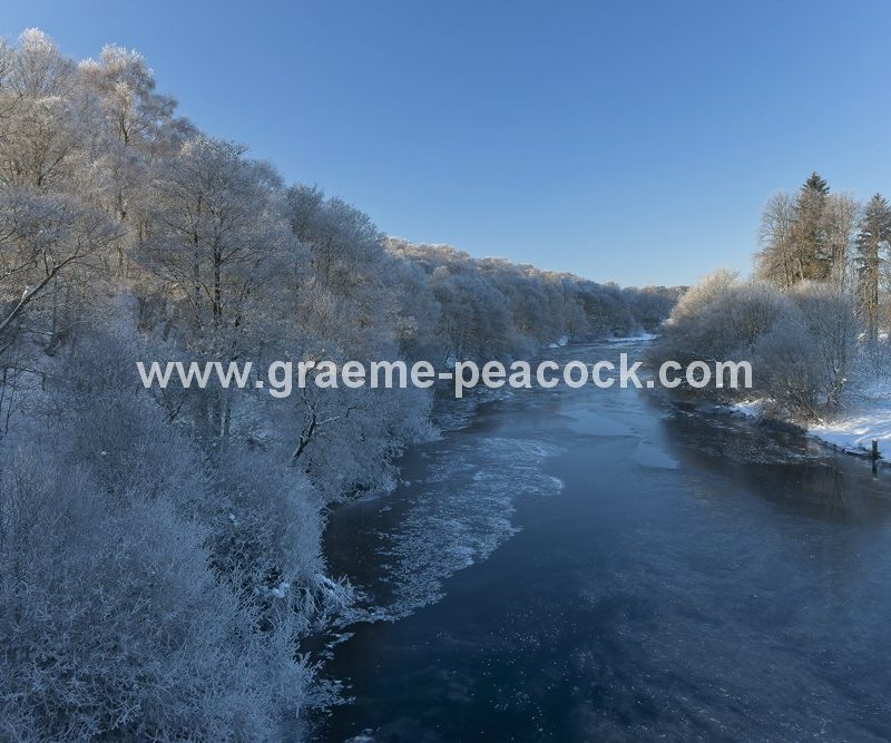 Bellingham and River Rede in winter, Northumberland National Park, Northumberland