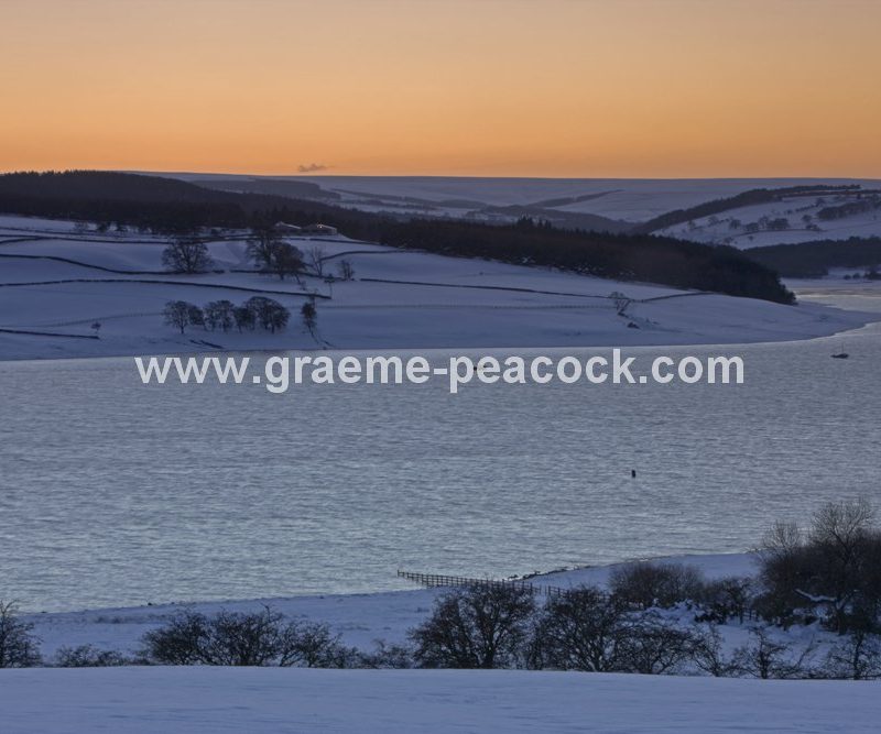 Derwent Reservoir at sunset near Blanchland, Northumberland