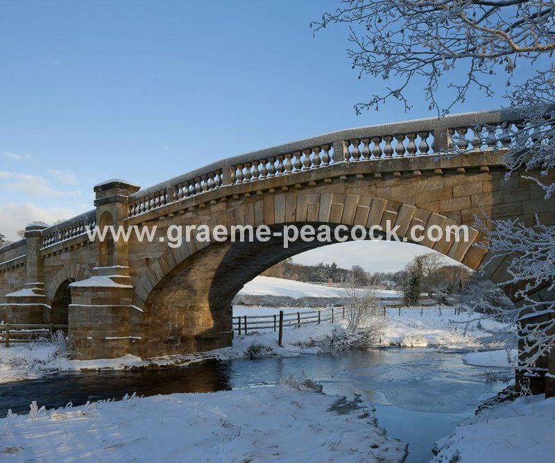 Wallington Bridge over the River Wansbeck, Wallington Estate near Cambo, Northumberland
