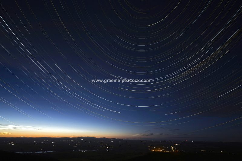 Star Trails over Coquetdale near Rothbury in Northumberland