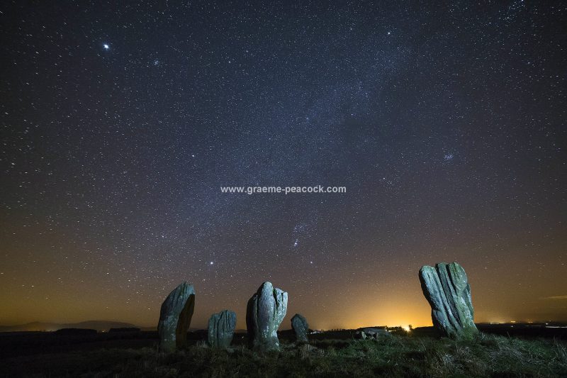Star gazing under 'Dark Skies' at Duddo stone circle, Duddo, Northumberland