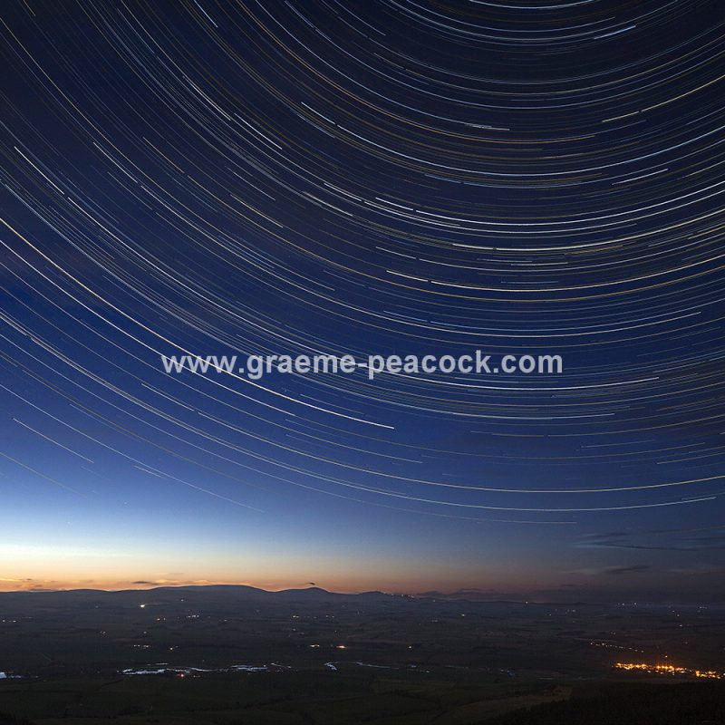 Star Trails over Coquetdale near Rothbury in Northumberland