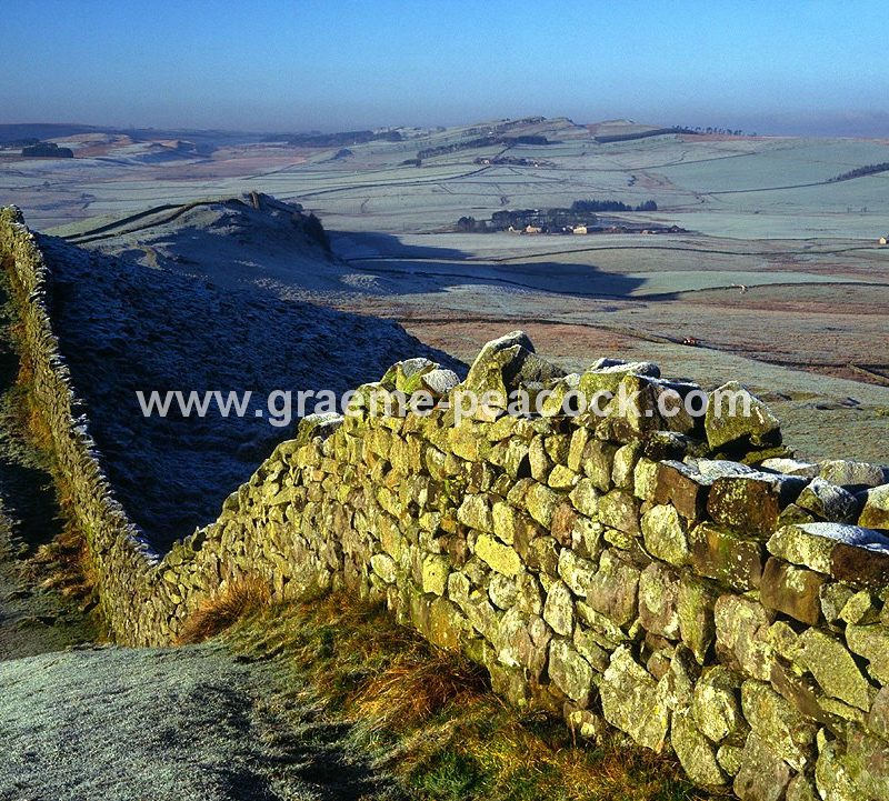 View West from Milecastle 41 on Hadrian's Wall near Haltwhistle, Northumberland, HWNT