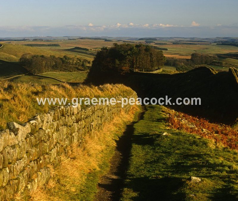 Hadrian's Wall at Cuddy's Crags looking east towards Housesteads Fort, Northumberland