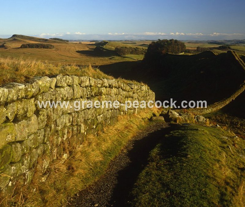Hadrian's Wall at Cuddy's Crags looking east towards Housesteads Fort, Northumberland