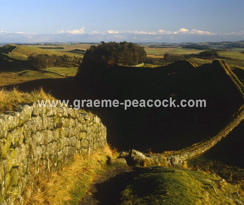 Hadrian's Wall at Cuddy's Crags looking east towards Housesteads Fort, Northumberland