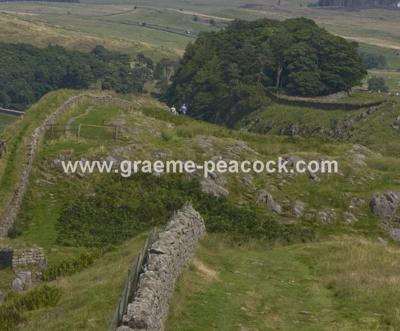 Hadrian's Wall viewed over Cuddy's Crags towards Housesteads Fort, Northumberland