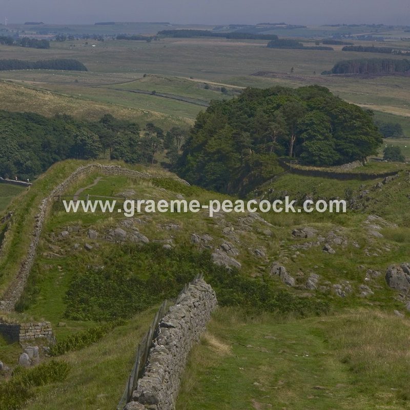 Hadrian's Wall viewed over Cuddy's Crags towards Housesteads Fort, Northumberland