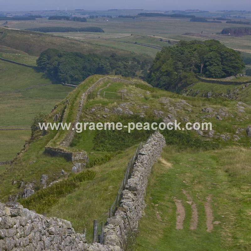 Hadrian's Wall viewed over Cuddy's Crags towards Housesteads Fort, Northumberland