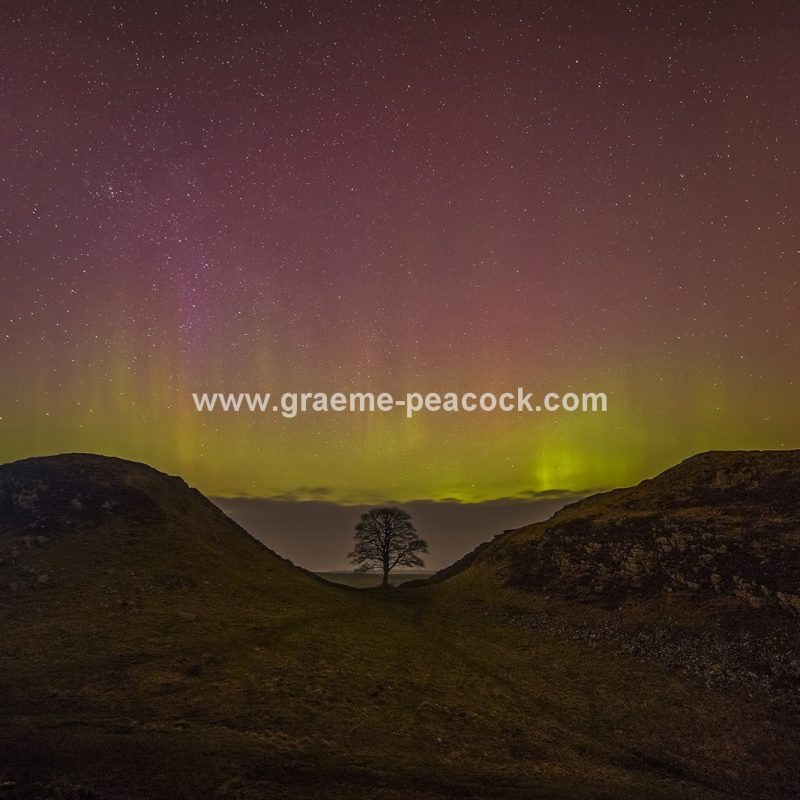 The Northern Lights above Hadrian's Wall, Northumberland National Park