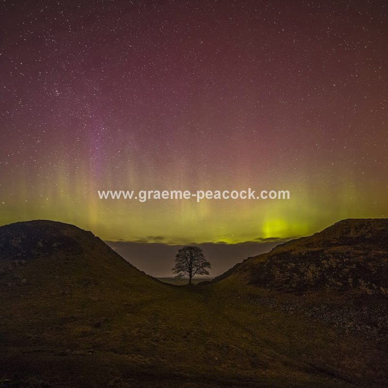 The Northern Lights above Hadrian's Wall, Northumberland National Park
