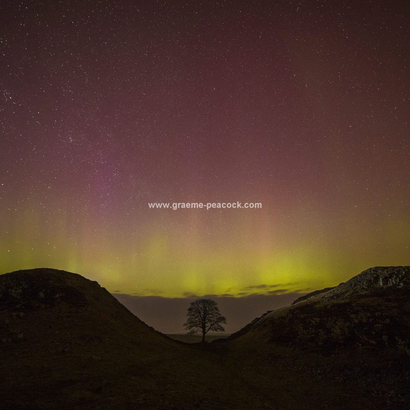 The Northern Lights above Hadrian's Wall, Northumberland National Park