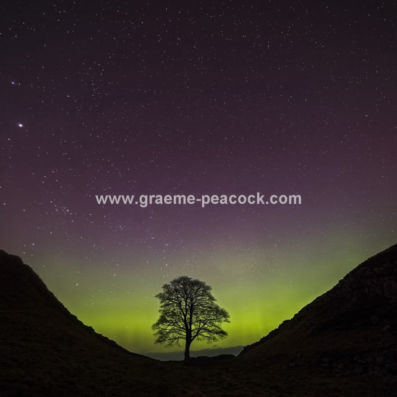 The Northern Lights above Hadrian's Wall, Northumberland National Park