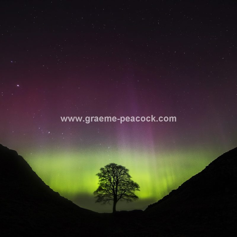The Northern Lights above Hadrian's Wall, Northumberland National Park