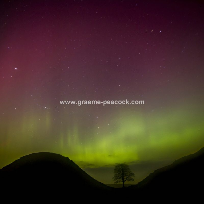 The Northern Lights above Hadrian's Wall, Northumberland National Park
