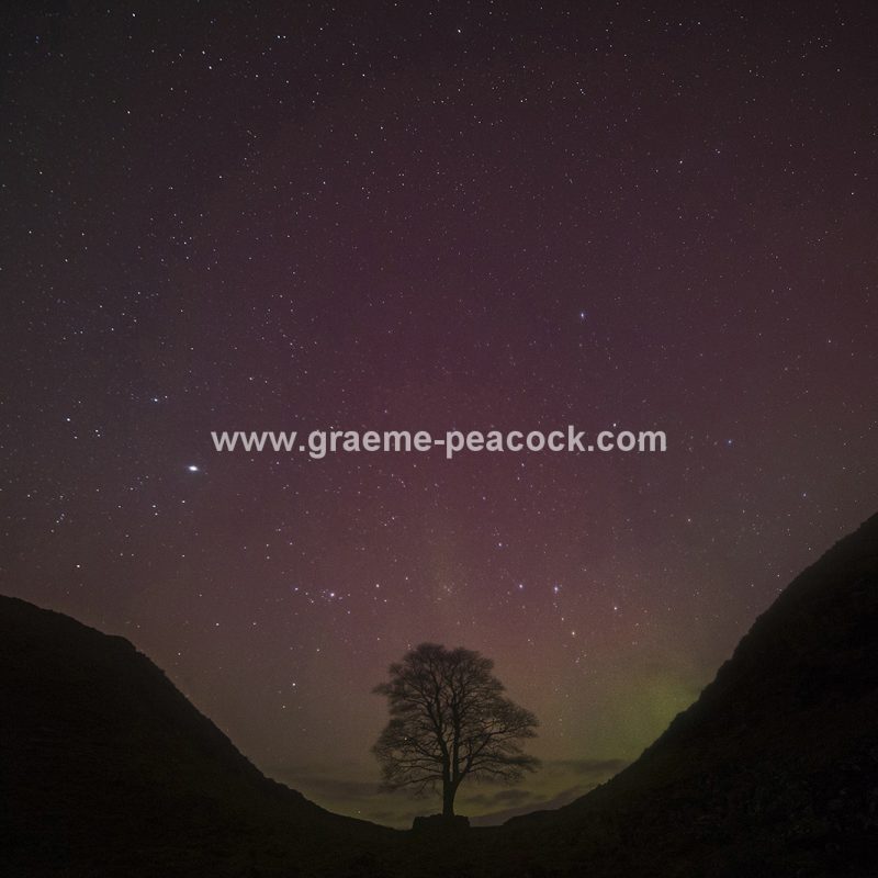 The Northern Lights above Hadrian's Wall, Northumberland National Park