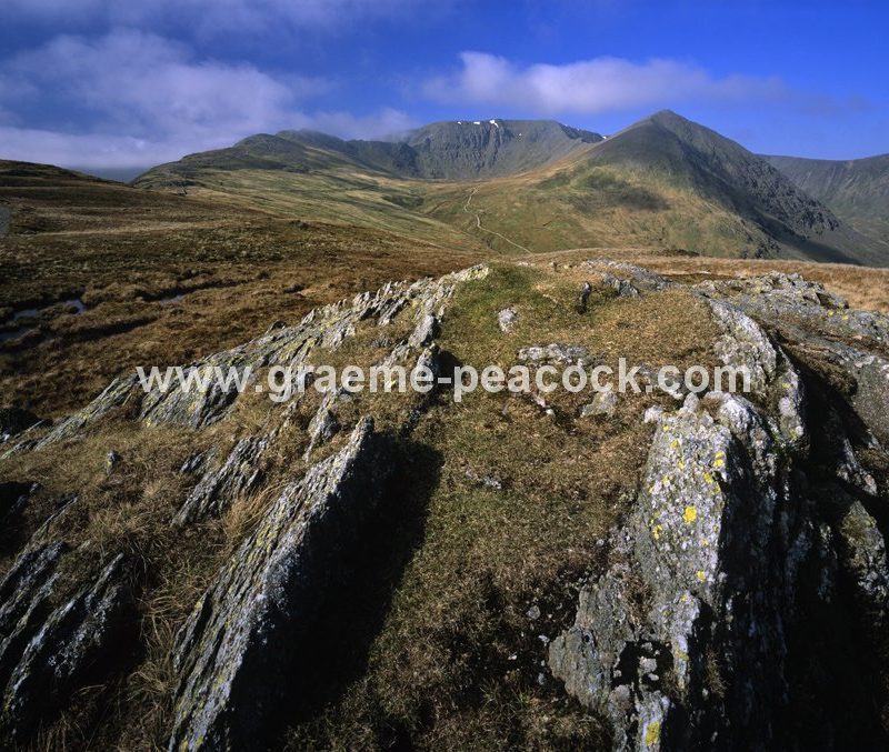 Helvellyn, seen from Bleaberry Crag near Glenridding, Lake District National Park, Cumbria